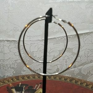 Silver tone hoop earrings